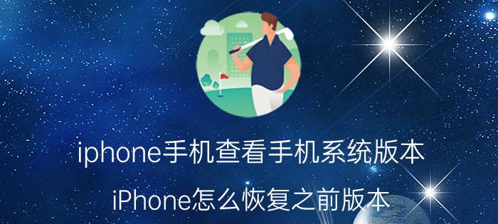 iphone手机查看手机系统版本 iPhone怎么恢复之前版本？